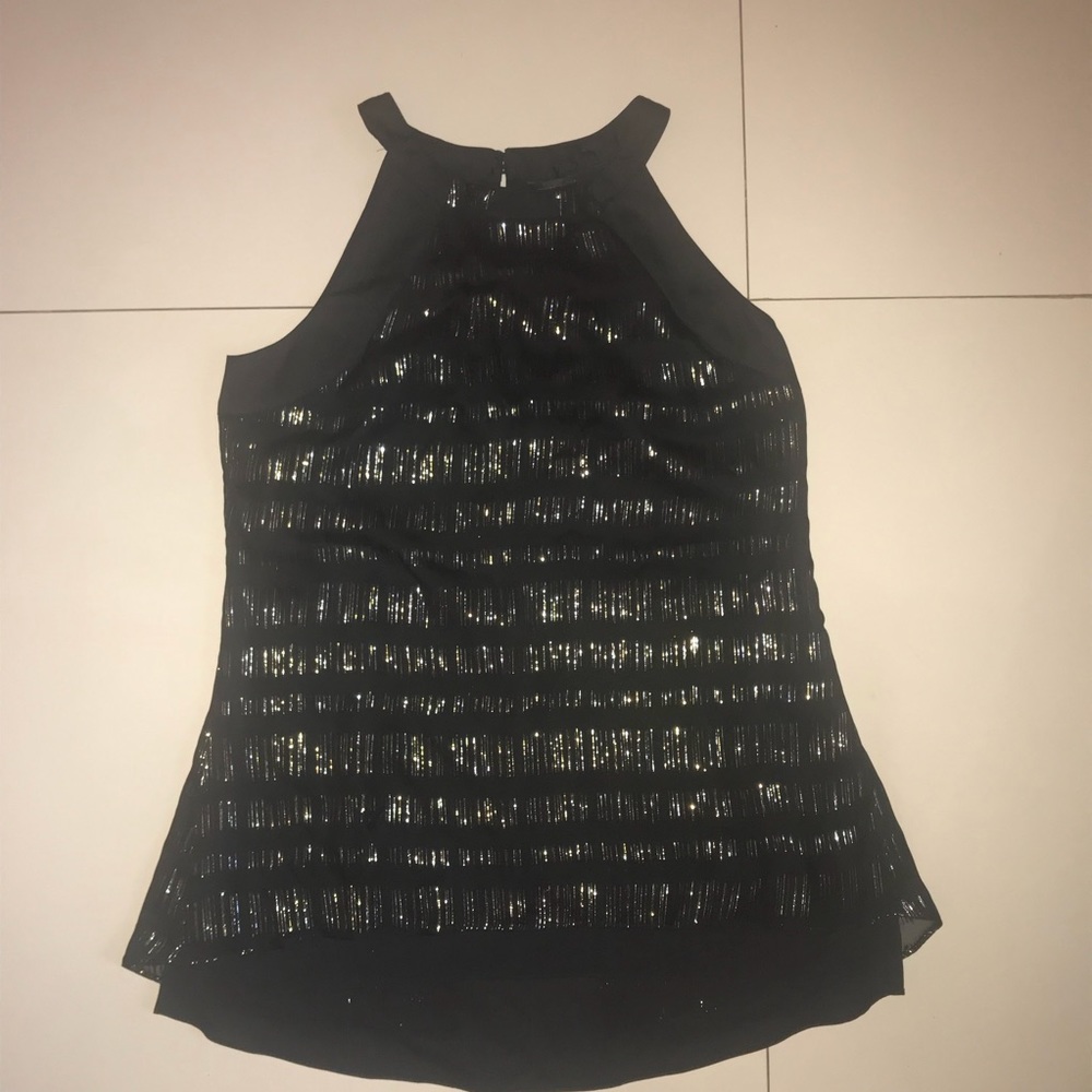 White House Black Market Silk Black Blouse